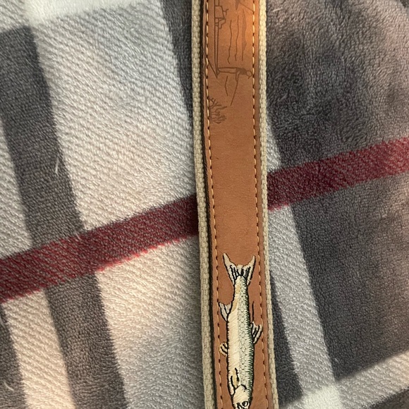 Zappelin Brown Leather Fish Belt size 36 Vintage - Picture 2 of 6